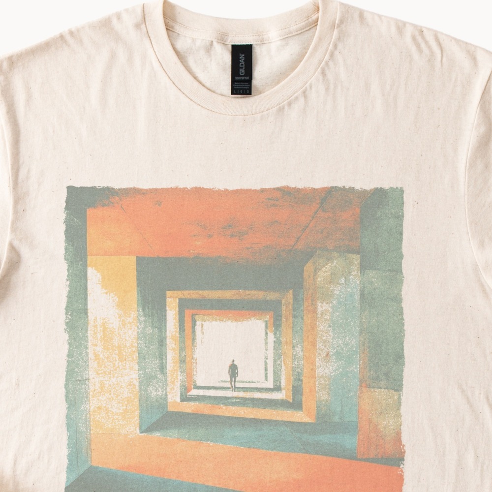 Nested Frames Retro Geometric Graphic Tee Abstract Tunnel Vision Art